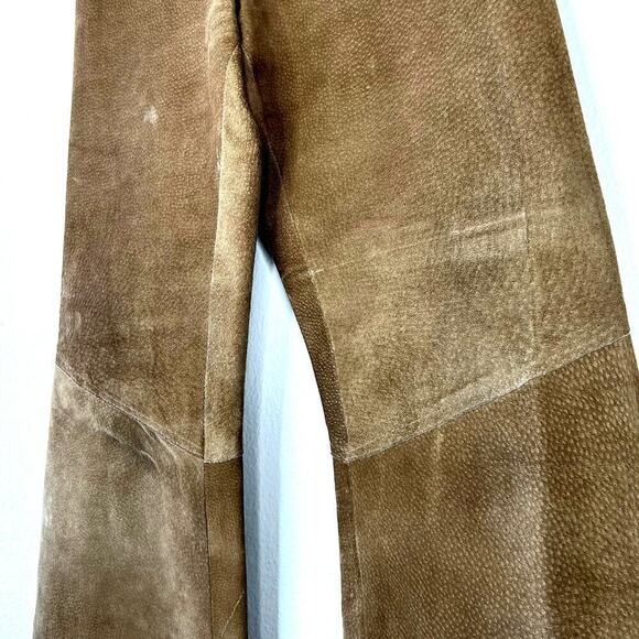 Vintage Genuine Suede Leather Pants Bootcut Tan Camel Hyde Western Women's 24 - Picture 2 of 7